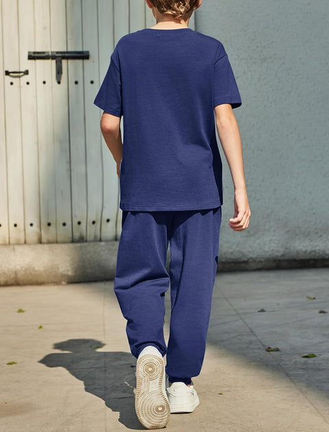 Arshiner Boy's Pants Set - 2 Piece ColorBlock T-Shirt and Pants