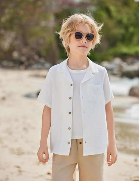 Arshiner Boys Short Sleeve Button Down Shirt 4-12 Years