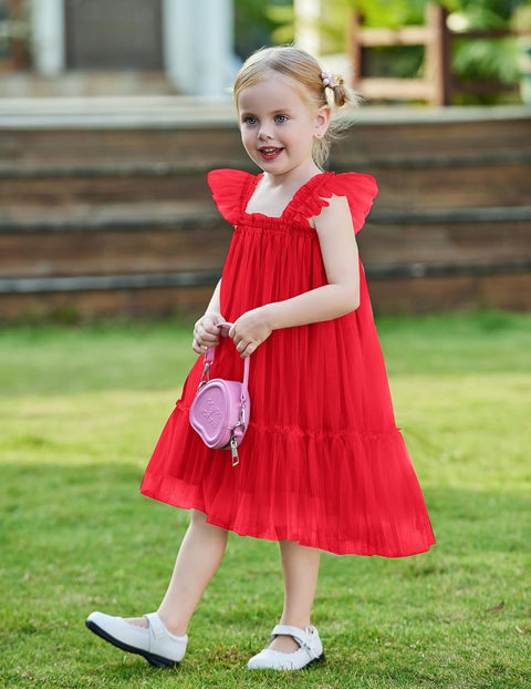 Arshiner Toddler Tulle Dress for Girls Layered Tutu Ruffle Dresses