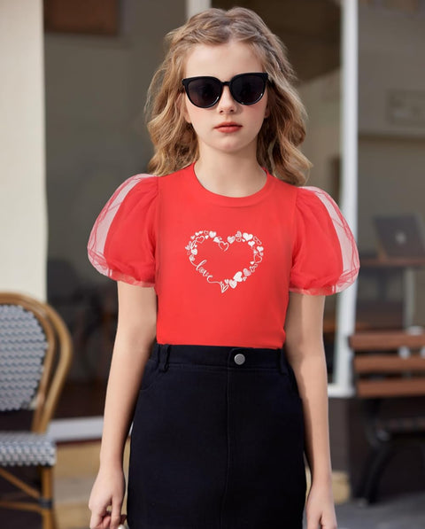 Arshiner Girls Shirts Mesh Puff Short Sleeves Tee Tops