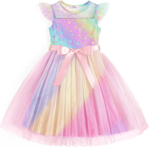 [2-8Y] Arshiner Toddler Girls Tutu Dress Contrast Mesh Party Dresses