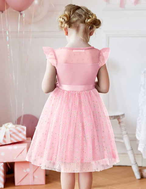 [2-8Y] Arshiner Toddler Girls Tutu Dress Contrast Mesh Party Dresses