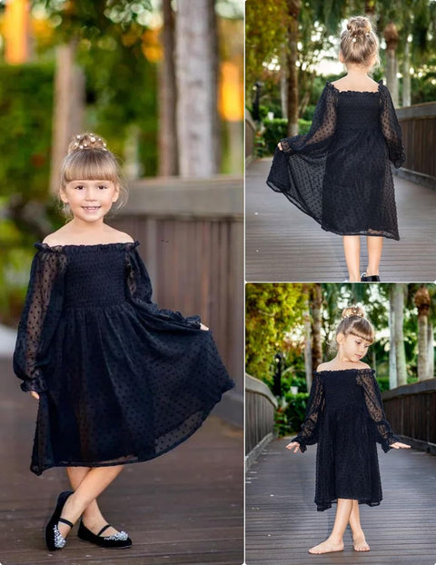 Arshiner Girl Tulle Dress Winter Long Sleeve Teen Girls Party Dresses