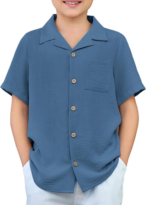 Arshiner Boys Short Sleeve Button Down Shirt 4-12 Years