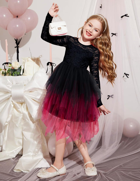 Arshiner Flower Girl Dress Toddler Contrast Lace Tutu Tulle Dresses