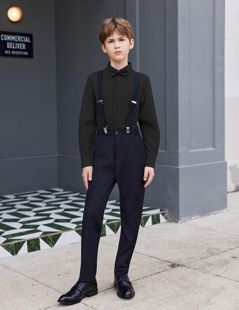 Arshiner Boys Long Sleeve Dress Shirt Formal Uniform Shirts