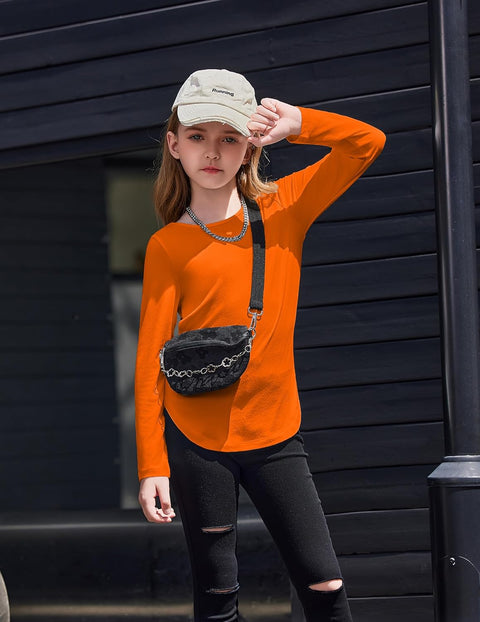 Arshiner Girls Long Sleeve T Shirts Hem Side Soft Tops