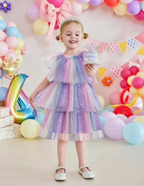 Arshiner Girls Tulle Dress Toddler Layered Tutu Dresses