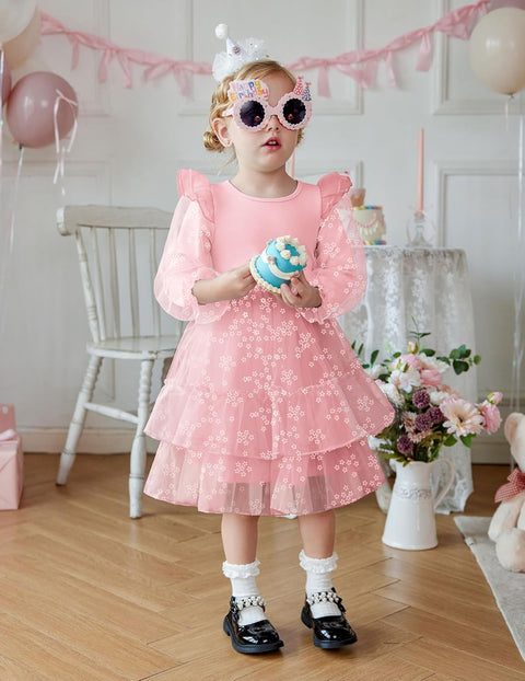 Arshiner Toddler Girls Tiered Tutu Dress Fall Formal Dresses