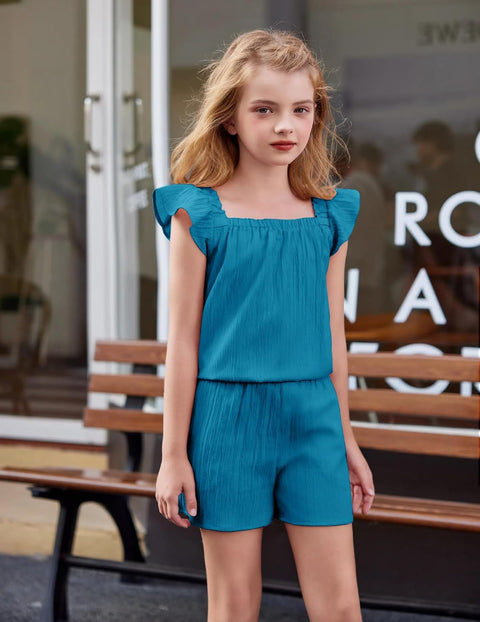 Arshiner Girls Shorts Sets Cap Sleeve Top and Elastic Waist Shorts Outfit