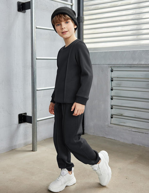 Arshiner Boys Round Neck Long Sleeve Sweatshirt and Pants Set