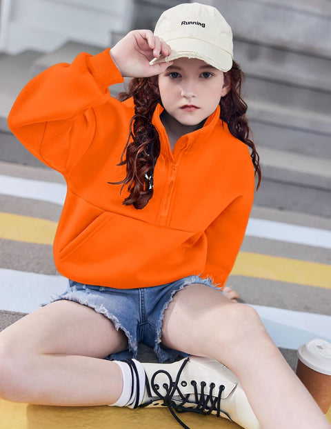 Arshiner Girls Half Zip Sweatshirt Fleece Quarter Pullover