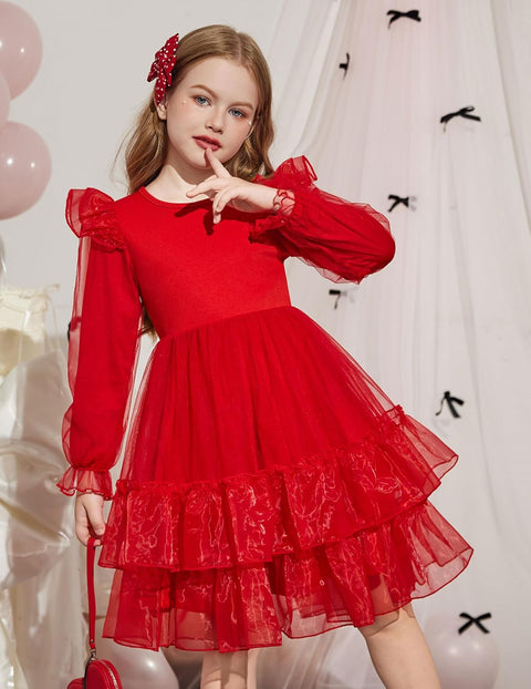 Arshiner Toddler Girls Tiered Tutu Dress Fall Formal Dresses