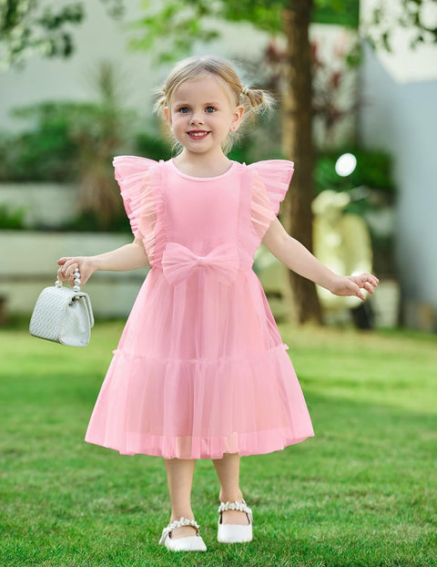 【2-6T】Arshiner Toddler Tutu Dress Girls Tulle Ruffle Bowknot Dresses