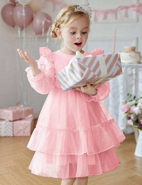 Arshiner Toddler Girls Tiered Tutu Dress Fall Formal Dresses