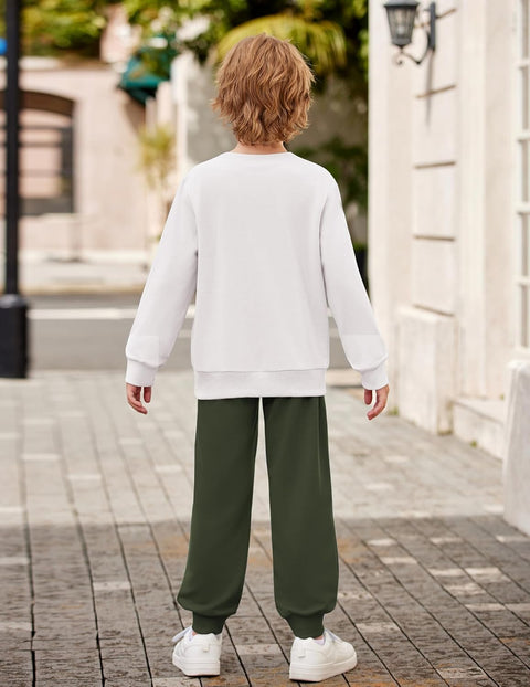 Arshiner Boys Long Sleeve Print Sweatshirt and Pant 2 Piece Set