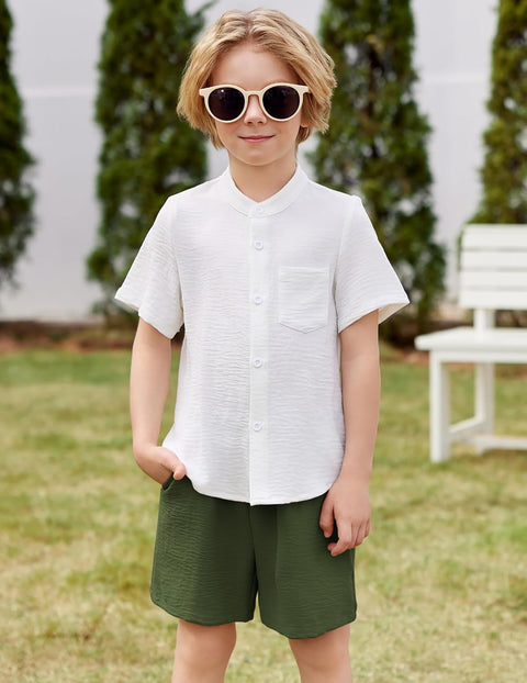 Arshiner Toddler Boys Piece Set Shirt and Shorts Outfits with Pocket 2-8 Years