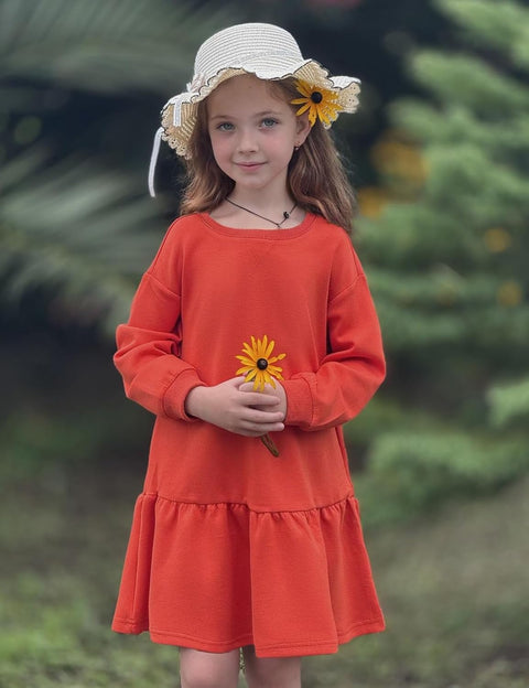 Arshiner Girls Dresses Long Sleeve Pullover Drop Shoulder Dress