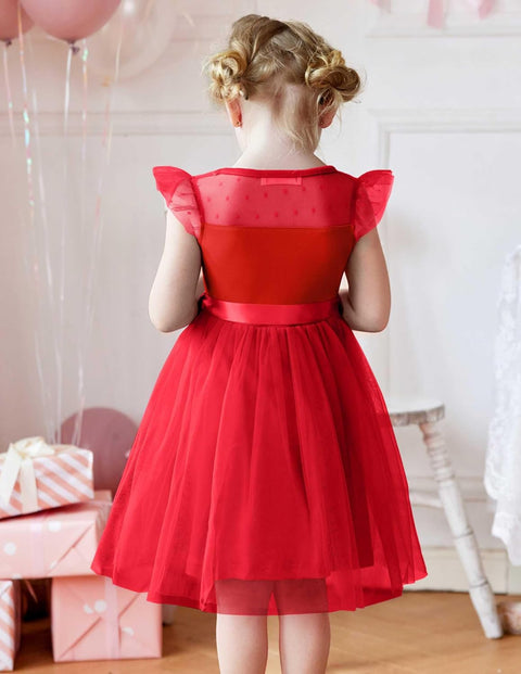 [2-8Y] Arshiner Toddler Girls Tutu Dress Contrast Mesh Party Dresses
