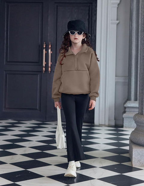 Arshiner Girls Half Zip Sweatshirt Fleece Quarter Pullover