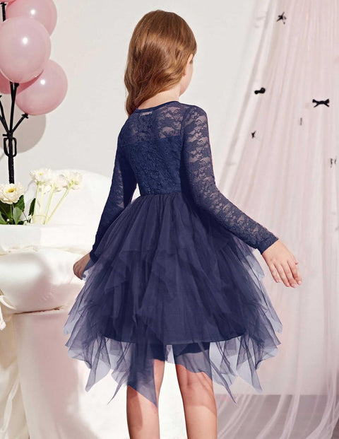 Arshiner Flower Girl Dress Toddler Contrast Lace Tutu Tulle Dresses