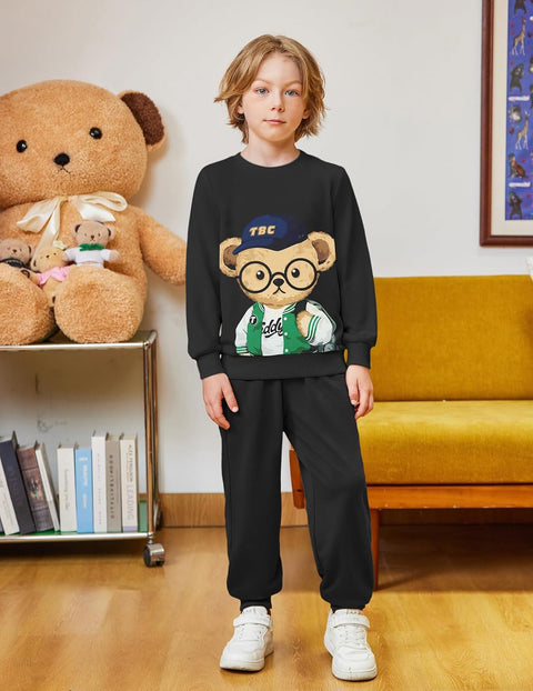Arshiner Boys Teddy Bear Sweatshirt and Pants Outfit Set