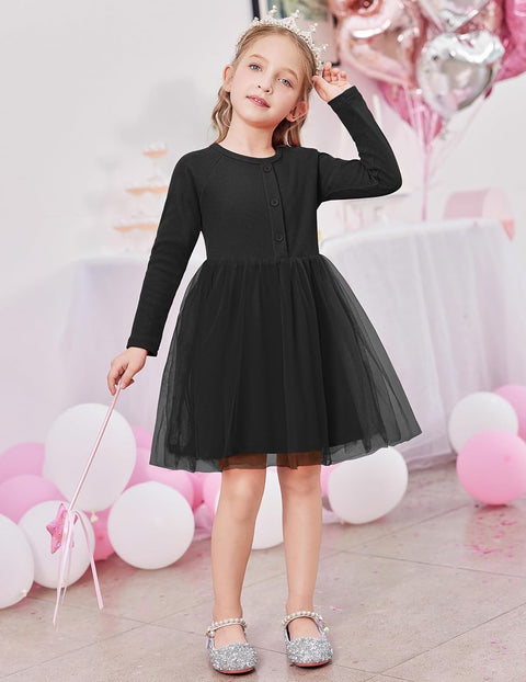 Arshiner Toddler Girls Tutu Dress Long Sleeve Party Dresses