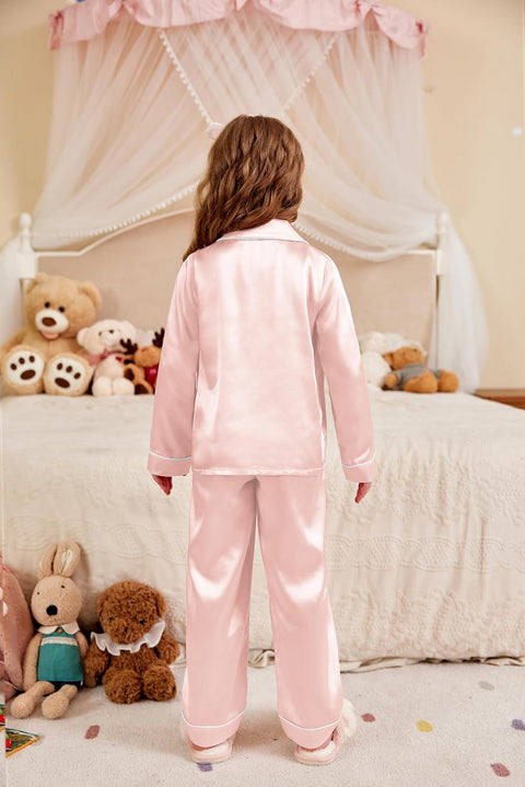 Arshiner Girls Pajamas Silk Satin Pajama Set
