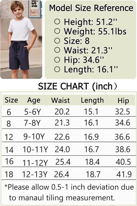 Arshiner Boys Athletic Shorts Kids Youth Quick Dry Summer Shorts Running Hiking Casual with Pockets 5-13 Years