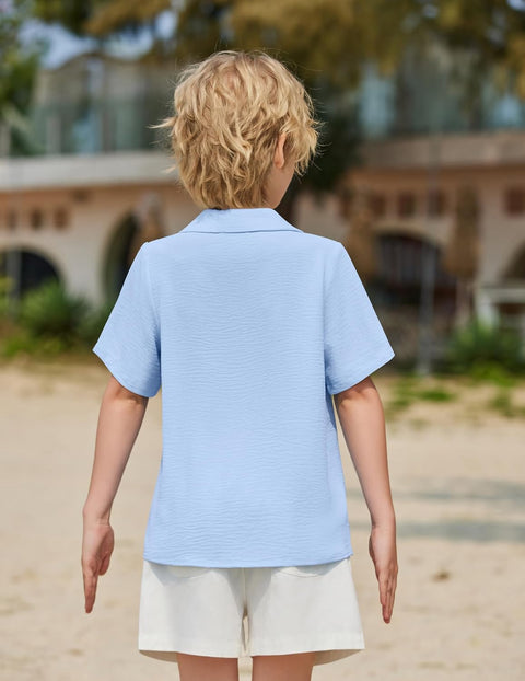 Arshiner Boys Short Sleeve Button Down Shirt 4-12 Years