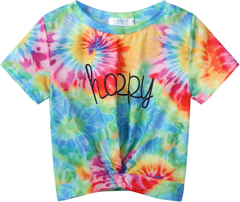 Arshiner Girls Casual Tie Dye Short-Sleeve T-Shirt