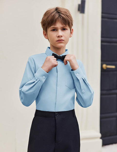 Arshiner Boys Long Sleeve Dress Shirt Formal Uniform Shirts