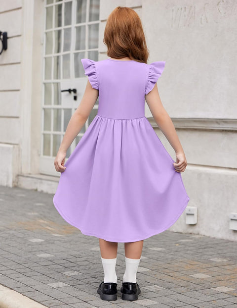 Arshiner Girls Summer Dress Tween Flutter Sleeve Formal Dresses