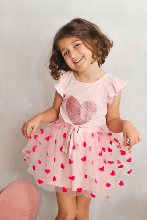 Arshiner Toddler Girls Skirt Set Ruffle Sleeve Tops and Belt Tutu Skirts