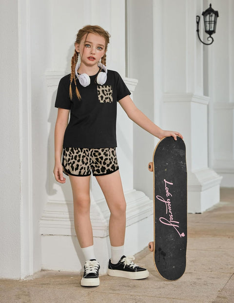 Arshiner Girls Clothes 3 Piece Outfits Short Sleeve Shirt