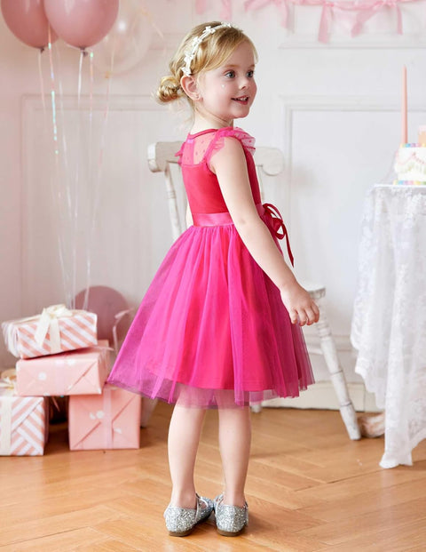 [2-8Y] Arshiner Toddler Girls Tutu Dress Contrast Mesh Party Dresses