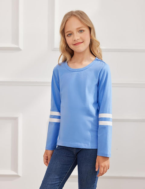 Arshiner Girls Shirts Cotton Casual Basic Color Block Tunic Tee Tops