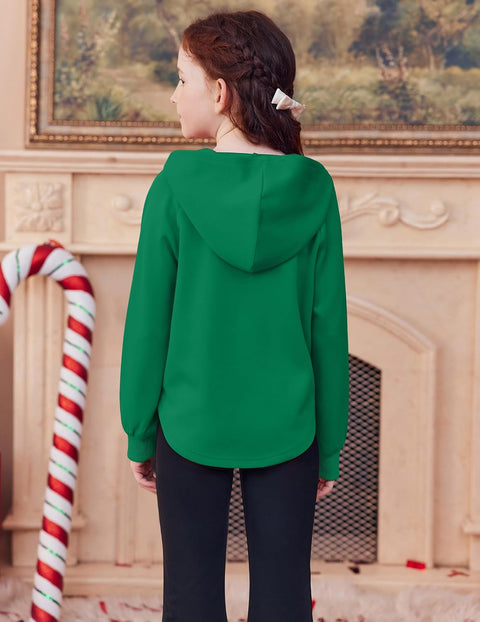 Arshiner Girls Button Collar Kids Hooded Sweatshirt