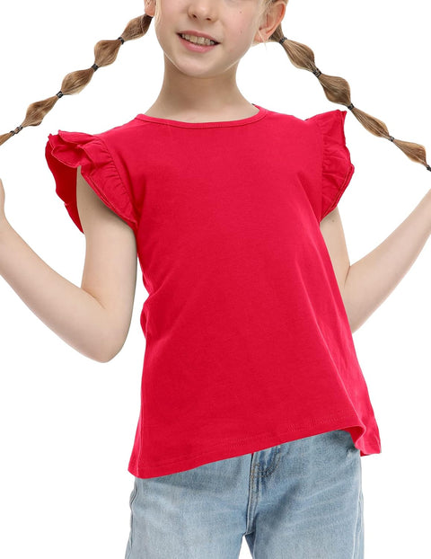 Arshiner Girls Shirts Ruffle Short Sleeve Cute Casual Tops Blouse Tee
