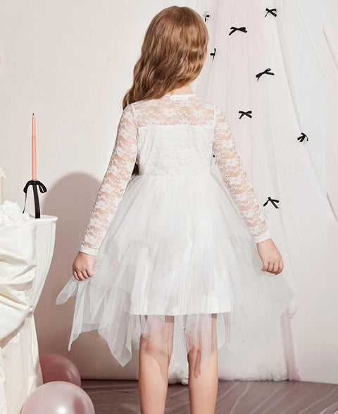 Arshiner Flower Girl Dress Toddler Contrast Lace Tutu Tulle Dresses