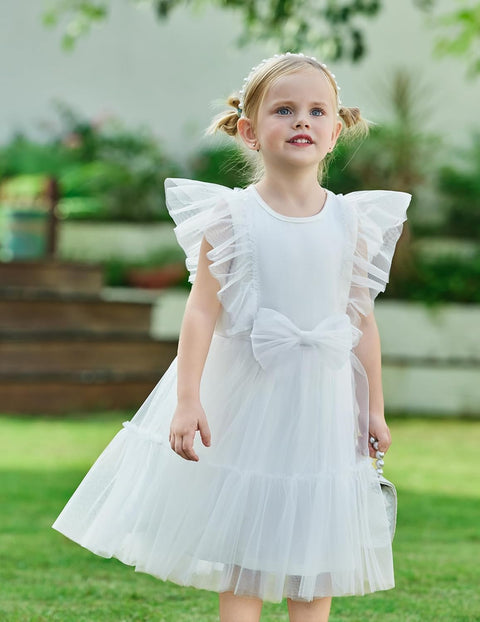 【2-6T】Arshiner Toddler Tutu Dress Girls Tulle Ruffle Bowknot Dresses