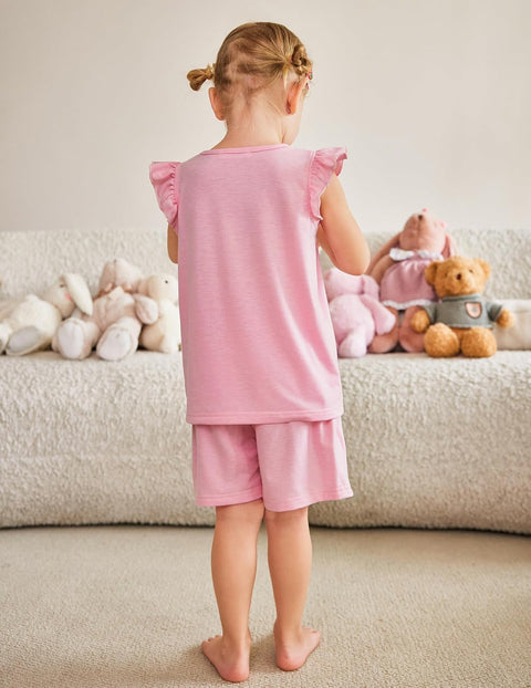 [4Y-12Y] Arshiner Girls Pajamas Set Short Sleeve Pjs 3PCS Lounge Sets