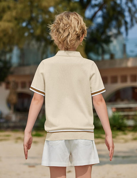 Arshiner Boys Knit Shirts Short Sleeve Button Down Shirt