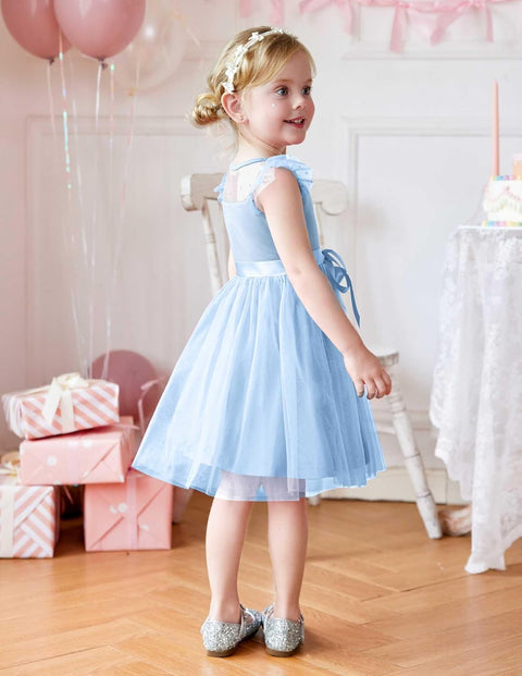 [2-8Y] Arshiner Toddler Girls Tutu Dress Contrast Mesh Party Dresses