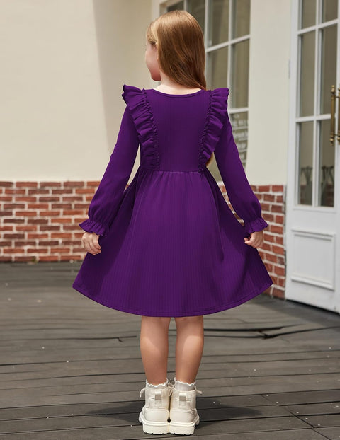 Arshiner Toddler Sweater Dress Ruffle Ribbed Knit Dresses