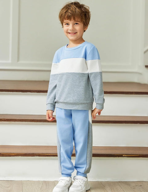 Arshiner Boys 2 Piece Outfit Color Block Sweatshirt & Sweatpants