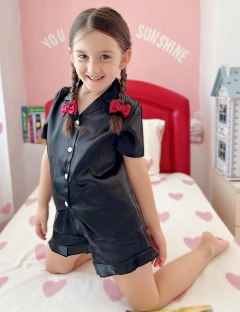 Arshiner Girls Pajamas Silk Satin Pajama Set