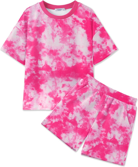 [6Y-14Y] Arshiner Girls 2 Piece Sets Short Sleeve Tops and Shorts