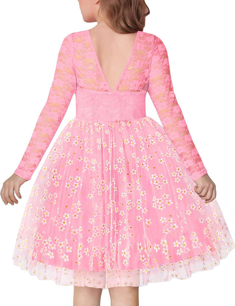 Arshiner Flower Girl Dress V Back Lace Tulle Party Dresses