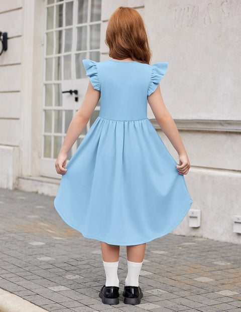 Arshiner Girls Summer Dress Tween Flutter Sleeve Formal Dresses